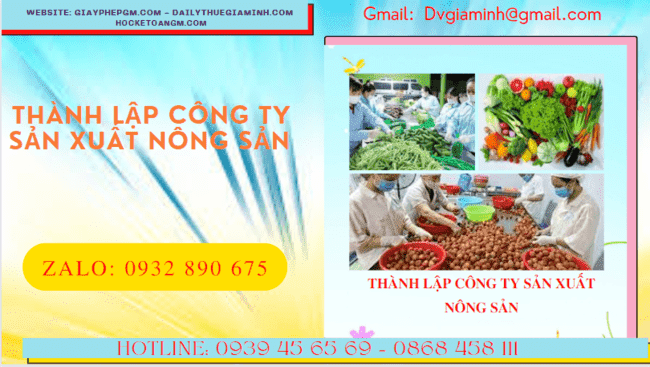 Dịch vụ thành lập công ty sản xuất nông sản tại Vĩnh Long