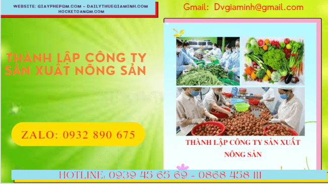 Dịch vụ thành lập công ty sản xuất nông sản tại Vũng Tàu