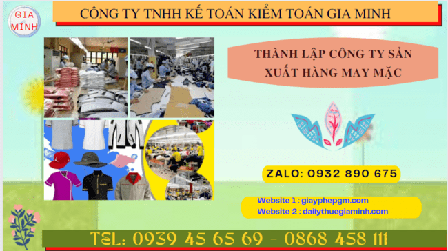 Hồ sơ thành lập công ty sản xuất hàng may mặc tại Bạc Liêu