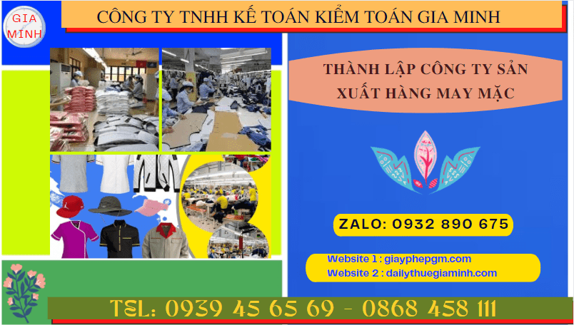 Hồ sơ thành lập công ty sản xuất hàng may mặc tại Bình Dương