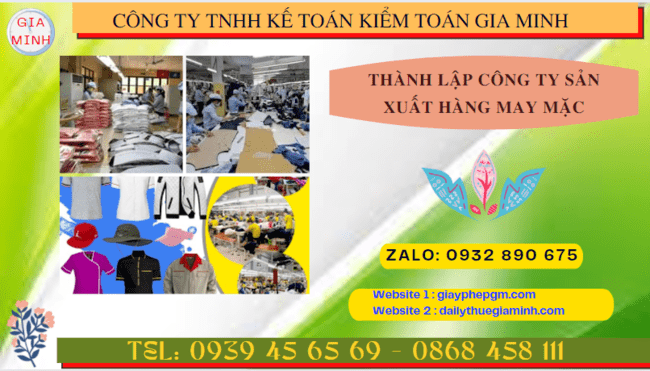 Hồ sơ thành lập công ty sản xuất hàng may mặc tại Bình Thuận