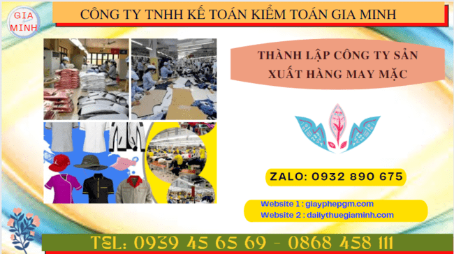 Hồ sơ thành lập công ty sản xuất hàng may mặc tại Đồng Nai