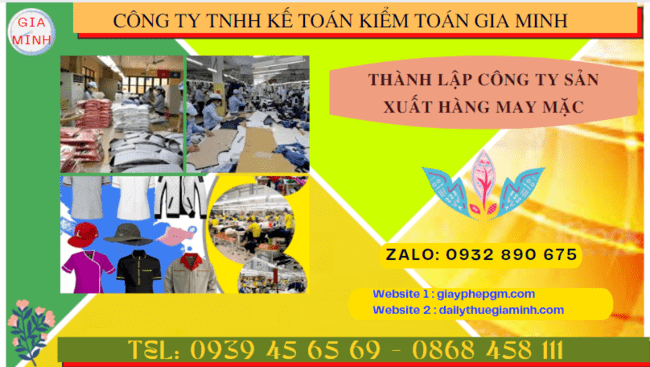 Hồ sơ thành lập công ty sản xuất hàng may mặc tại Đồng Tháp
