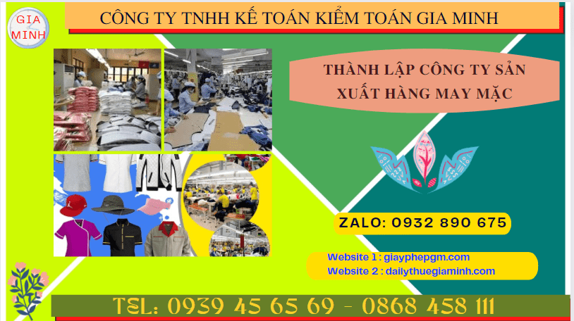 Hồ sơ thành lập công ty sản xuất hàng may mặc tại Thành Phố Cần Thơ