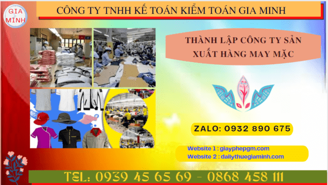 Hồ sơ thành lập công ty sản xuất hàng may mặc tại Vĩnh Long