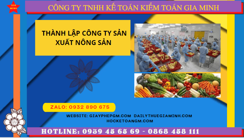 Hồ sơ thành lập công ty sản xuất nông sản tại Bạc Liêu