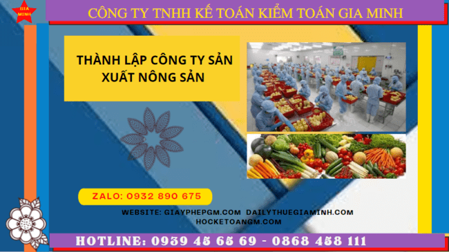 Hồ sơ thành lập công ty sản xuất nông sản tại Bình Định