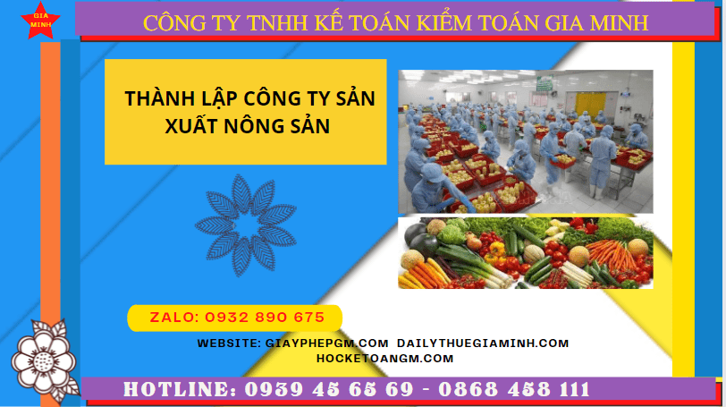 Hồ sơ thành lập công ty sản xuất nông sản tại Bình Dương