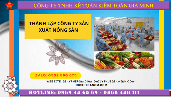 Hồ sơ thành lập công ty sản xuất nông sản tại Cà Mau