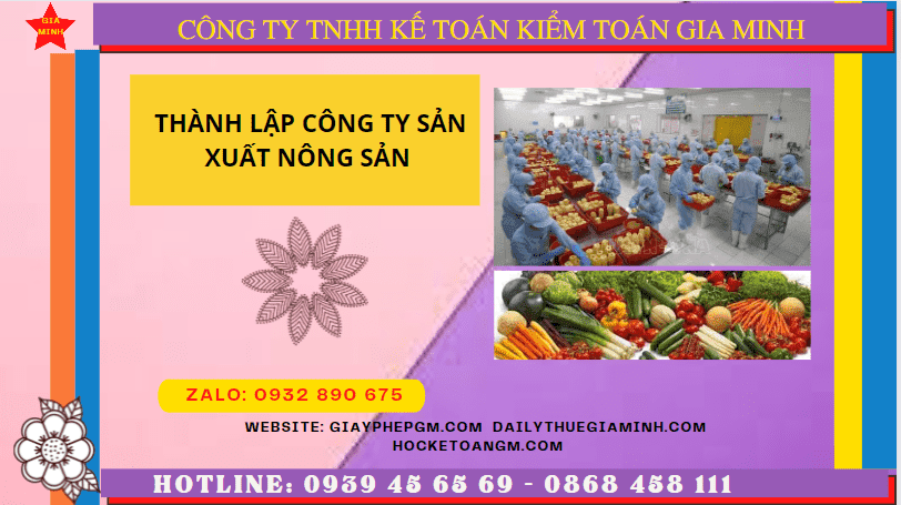 Hồ sơ thành lập công ty sản xuất nông sản tại Cần Thơ