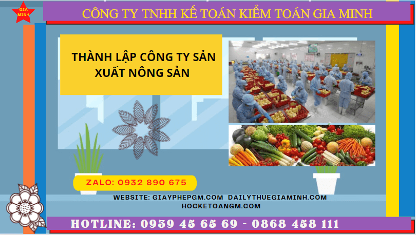 Hồ sơ thành lập công ty sản xuất nông sản tại Đồng Nai