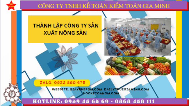 Hồ sơ thành lập công ty sản xuất nông sản tại Hà Tĩnh
