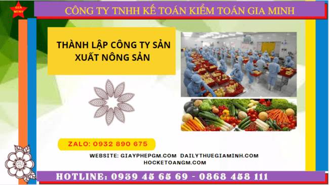 Hồ sơ thành lập công ty sản xuất nông sản tại Quảng Trị
