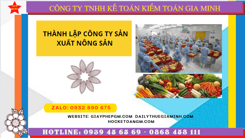 Hồ sơ thành lập công ty sản xuất nông sản tại thừa thiên huế