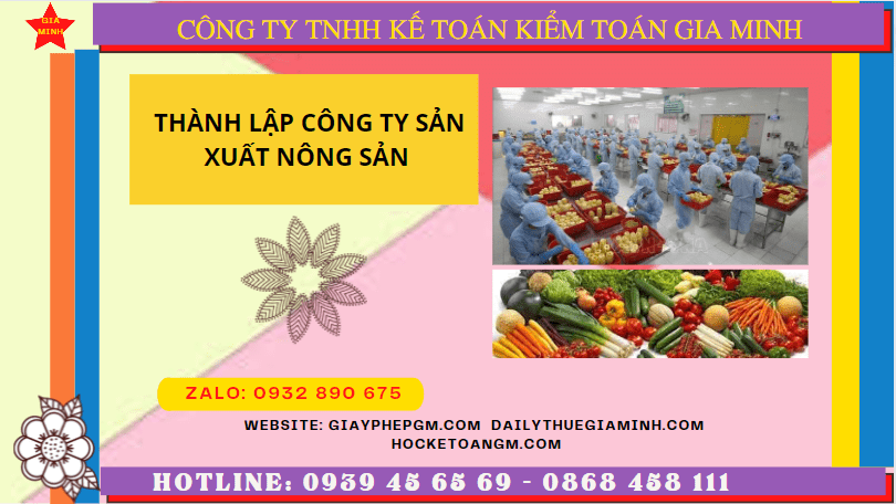 Hồ sơ thành lập công ty sản xuất nông sản tại TP Hải Phòng 