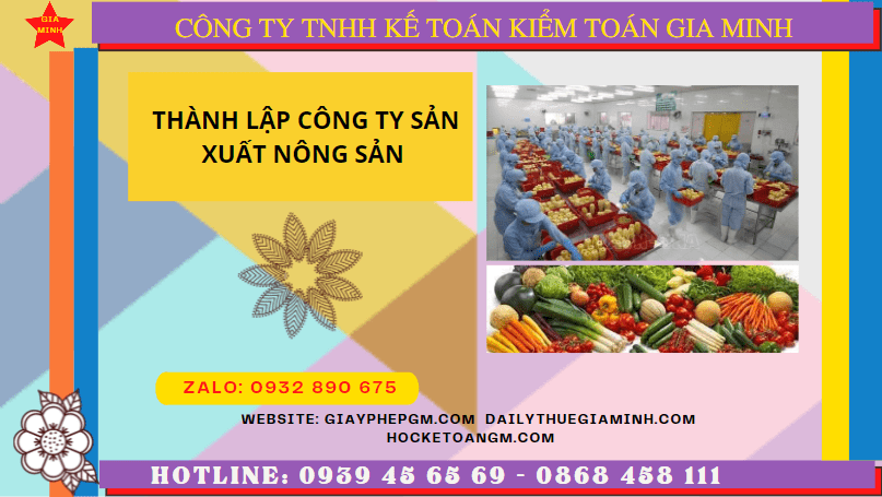 Hồ sơ thành lập công ty sản xuất nông sản tại TP Hồ Chí Minh