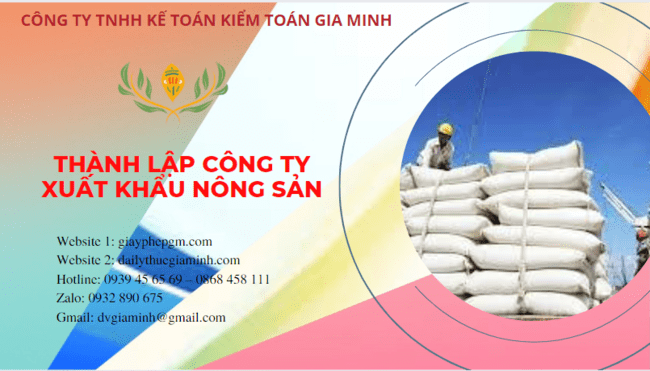 Hồ sơ thành lập công ty xuất khẩu nông sản tại Bạc Liêu