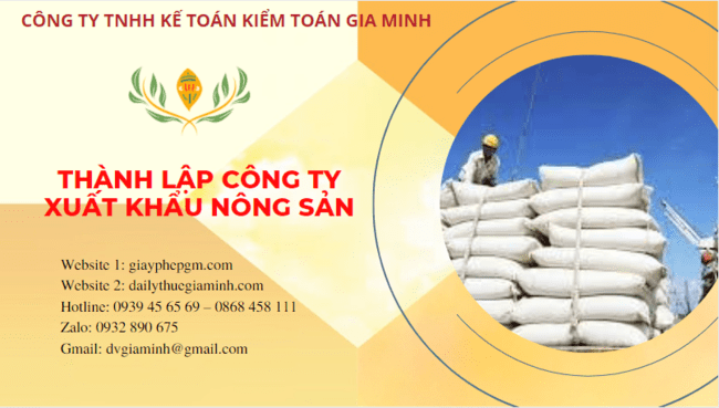 Hồ sơ thành lập công ty xuất khẩu nông sản tại Hà Tĩnh