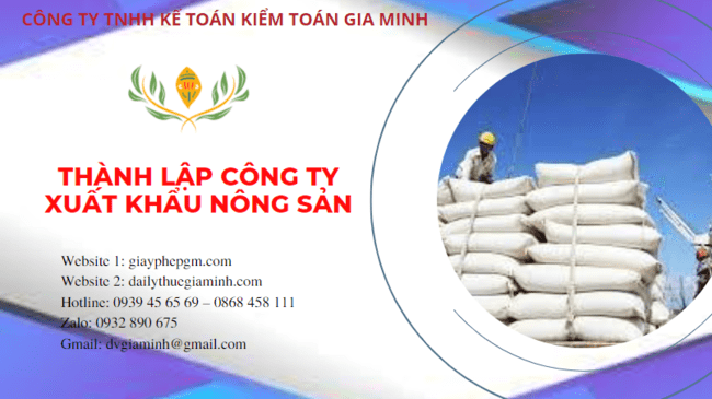 Hồ sơ thành lập công ty xuất khẩu nông sản tại Huế