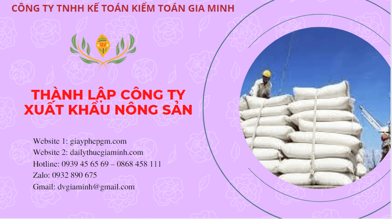 Hồ sơ thành lập công ty xuất khẩu nông sản tại Quảng Bình