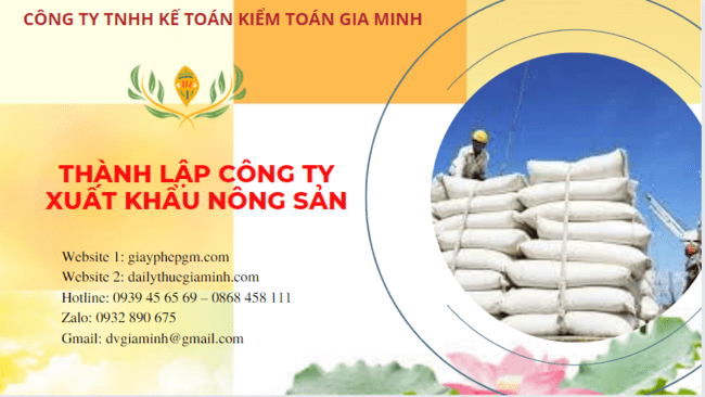 Hồ sơ thành lập công ty xuất khẩu nông sản tại Sóc Trăng