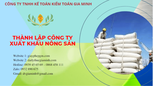 Hồ sơ thành lập công ty xuất khẩu nông sản tại Thái Bình