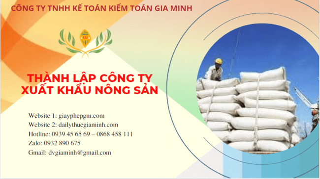 Hồ sơ thành lập công ty xuất khẩu nông sản tại Vĩnh Long