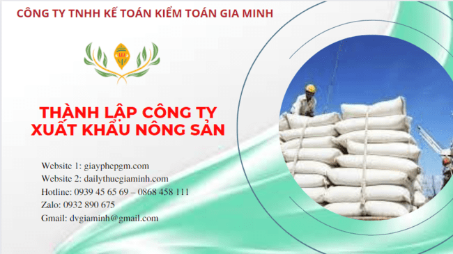 Hồ sơ thành lập công ty xuất khẩu nông sản tại Yên Bái