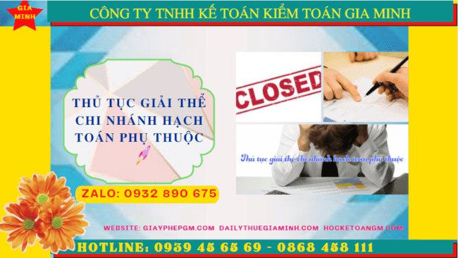 Thủ tục giải thể chi nhánh hạch toán phụ thuộc tại thành phố huế 6 Hồ sơ, Thủ tục giải thể chi nhánh hạch toán phụ thuộc tại Thành Phố Huế