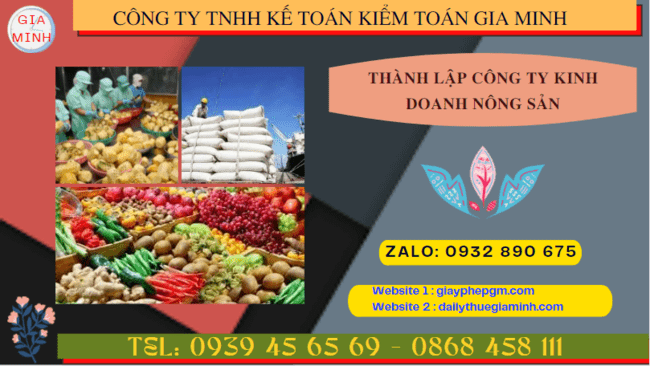Thành lập công ty kinh doanh nông sản theo quy định tại Bạc Liêu