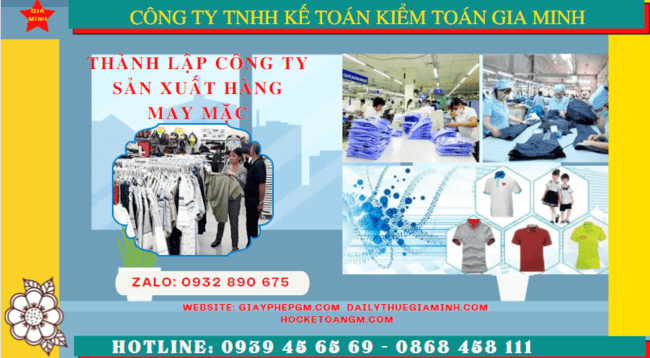 Thủ tục đăng ký kinh doanh công ty sản xuất hàng may mặc tại Bạc Liêu