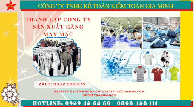 Thủ tục đăng ký kinh doanh công ty sản xuất hàng may mặc tại Hà Tĩnh