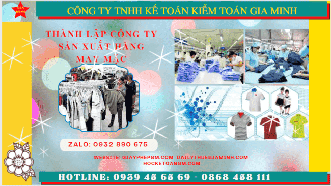 Thành lập công ty sản xuất hàng may mặc tại quảng ninh 6 Thủ tục đăng ký kinh doanh công ty sản xuất hàng may mặc tại Quảng Ninh