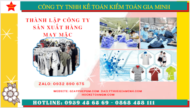 Thủ tục đăng ký kinh doanh công ty sản xuất hàng may mặc tại Thừa Thiên Huế