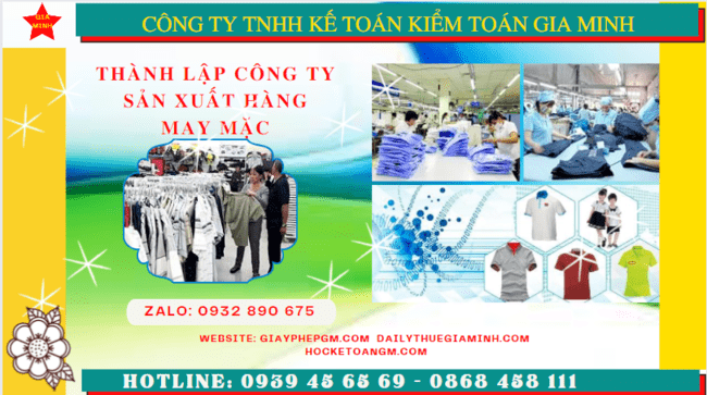 Thủ tục đăng ký kinh doanh công ty sản xuất hàng may mặc tại Vĩnh Long