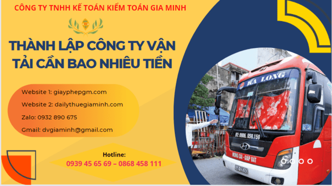 THÀNH LẬP CÔNG TY VẬN TẢI CẦN BAO NHIÊU TIỀN 6 Thành lập công ty vận tải cần bao nhiêu tiền