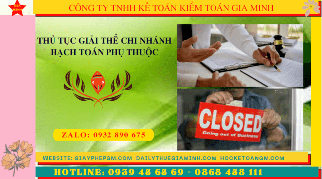 Thủ tục giải thể chi nhánh hạch toán phụ thuộc tại Bạc Liêu