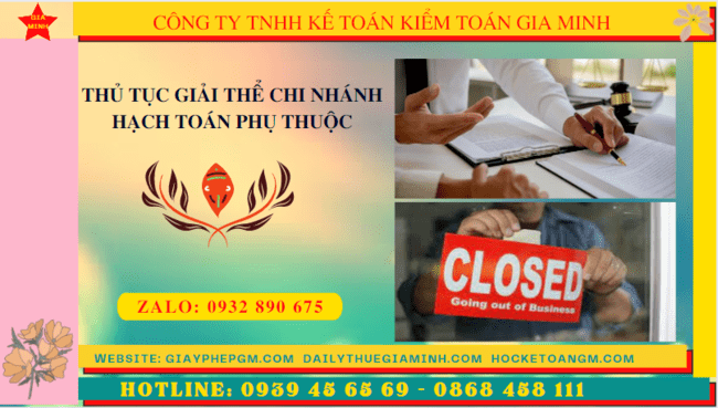 Thủ tục giải thể chi nhánh hạch toán phụ thuộc tại thành phố huế 4 Thủ tục giải thể chi nhánh hạch toán phụ thuộc tại Thành Phố Huế