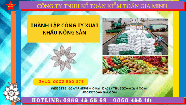 Thủ tục mở công ty xuất khẩu nông sản tại Hòa Bình
