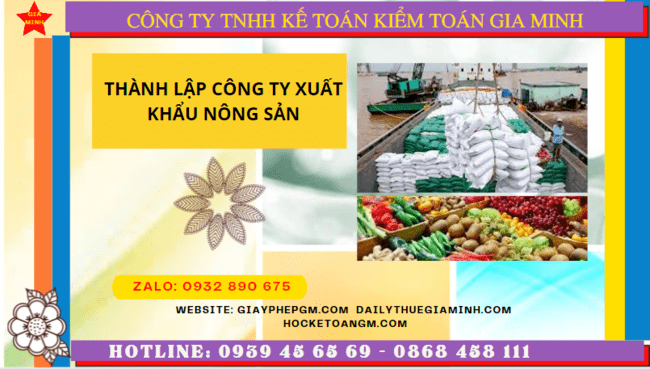 Thủ tục mở công ty xuất khẩu nông sản tại Thái Bình
