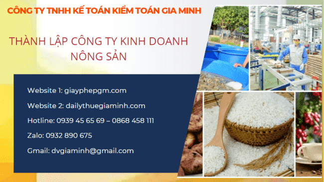 Thủ tục thành lập công ty kinh doanh nông sản tại Bạc Liêu