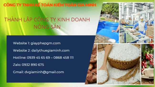 Thủ tục thành lập công ty kinh doanh nông sản tại Bến Tre