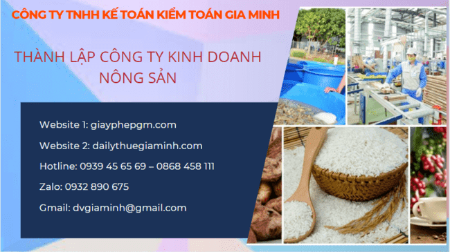 Thủ tục thành lập công ty kinh doanh nông sản Bình Định
