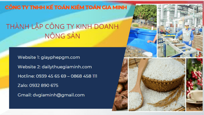 Thủ tục thành lập công ty kinh doanh nông sản tại Cà Mau