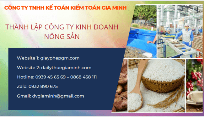 Thủ tục thành lập công ty kinh doanh nông sản Thừa Thiên Huế