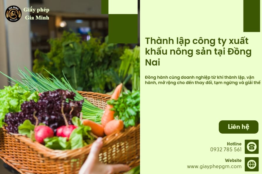 Hồ sơ thành lập công ty xuất khẩu nông sản tại Đồng Nai