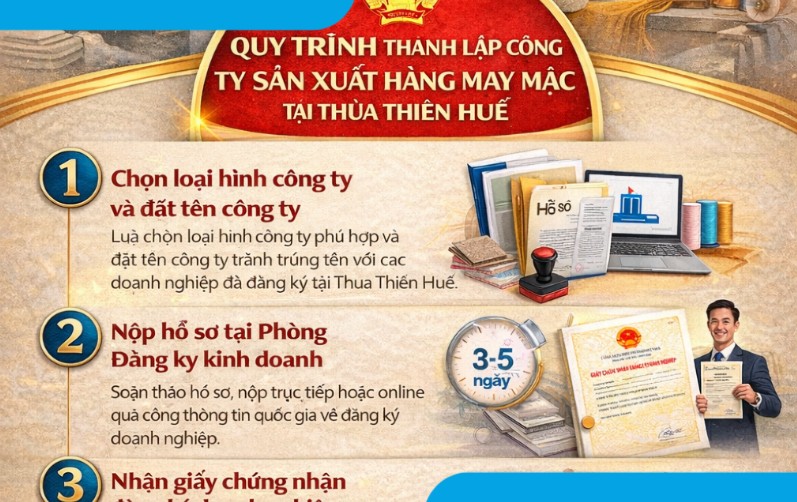 Thành lập công ty sản xuất hàng may mặc tại Thừa Thiên Huế
