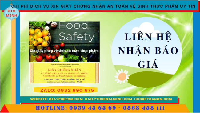 Chi phí dịch xin cấp giấy chứng nhận an toàn vệ sinh thực phẩm tại Cần Thơ
