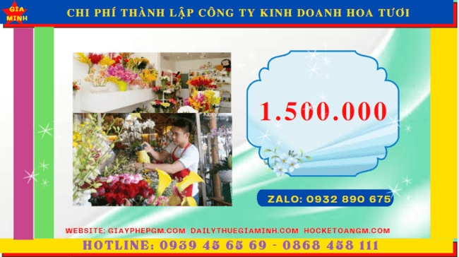 Chi phí thủ tục thành lập công ty kinh doanh hoa tươi tại Quận 1 - TPHCM