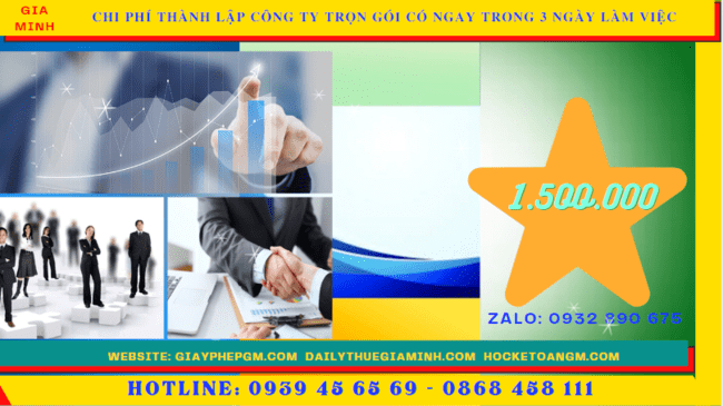 Bảng giá thành lập công ty trọn gói chỉ với 399.000đ tại Tiền Giang